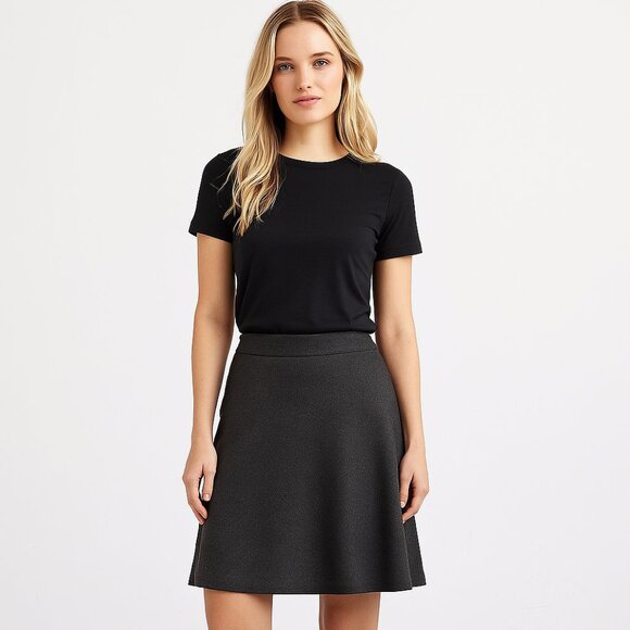 Theory Dark Grey Wool A-Line Skirt Size 10 Minimalist Office Classic Career - Picture 1 of 7